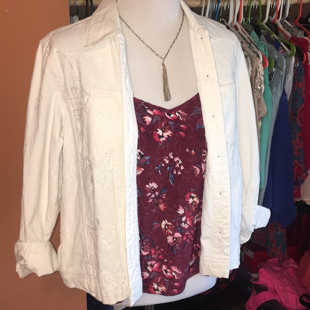 Embroidered White Jean Jacket